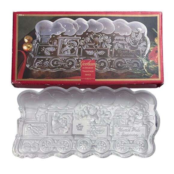 Gorham Crystal Train Server Lenox Germany Holiday Traditions North Pole Express - Picture 1 of 10